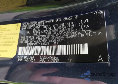 2007 Lexus Rx 350 z USA, uszkodzony, nr VIN 2T2HK31U77C038255